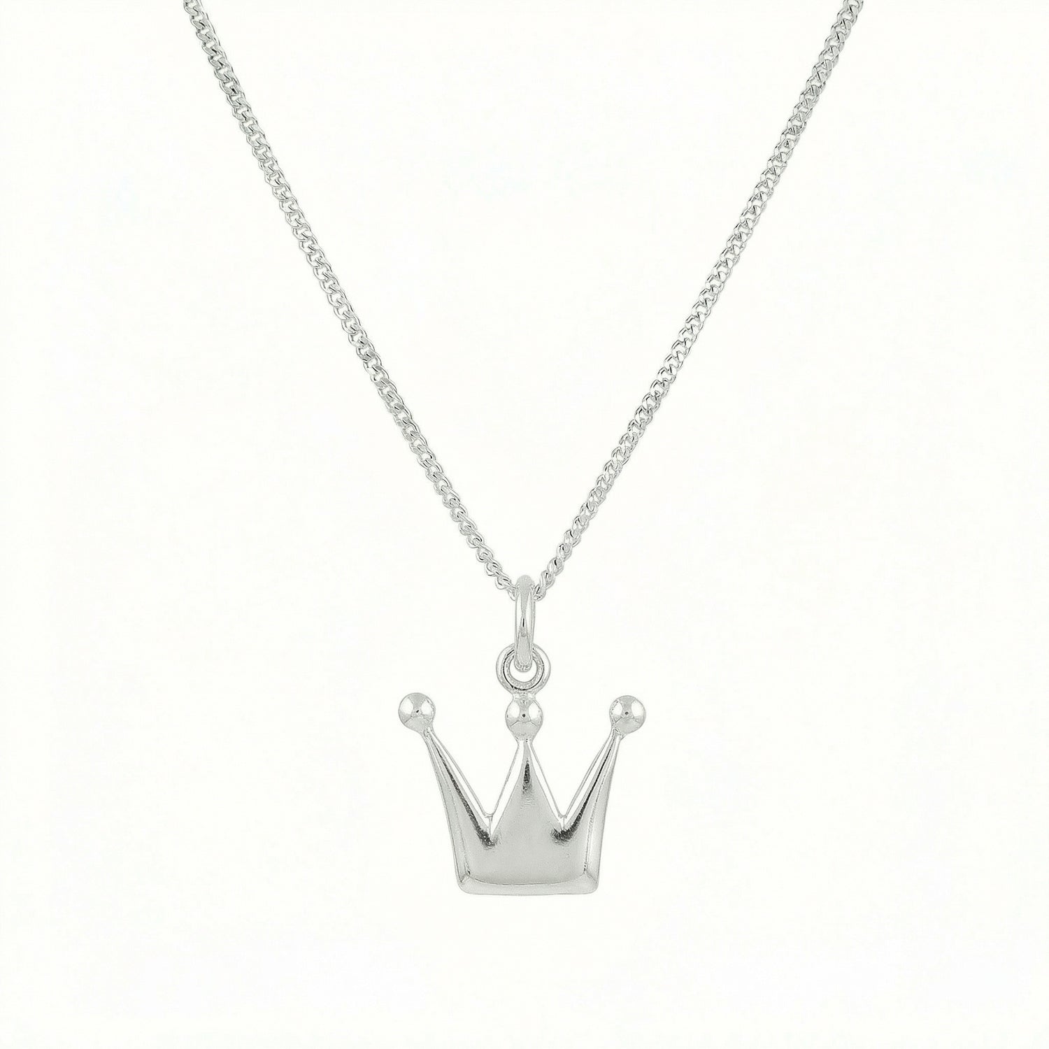 PRINSESSKRONA M halsband i 925 silver med större kronformad hänge på 42 cm pansarkedja