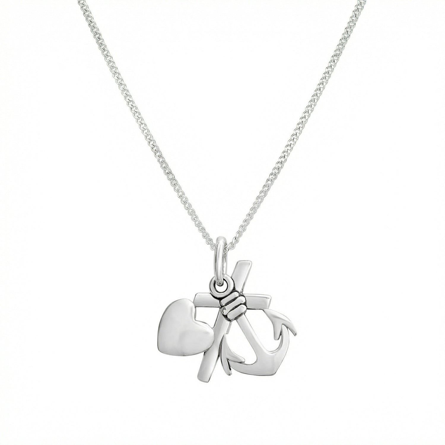 Halsband i 925 sterlingsilver med pansarkedja och delvist synligt hänge