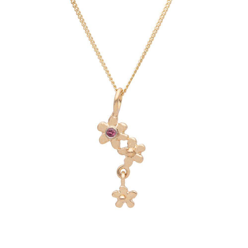 FÖRGÄT MIG EJ (Forget Me Not) 18K necklace with garnet - Guldviva Jewellery