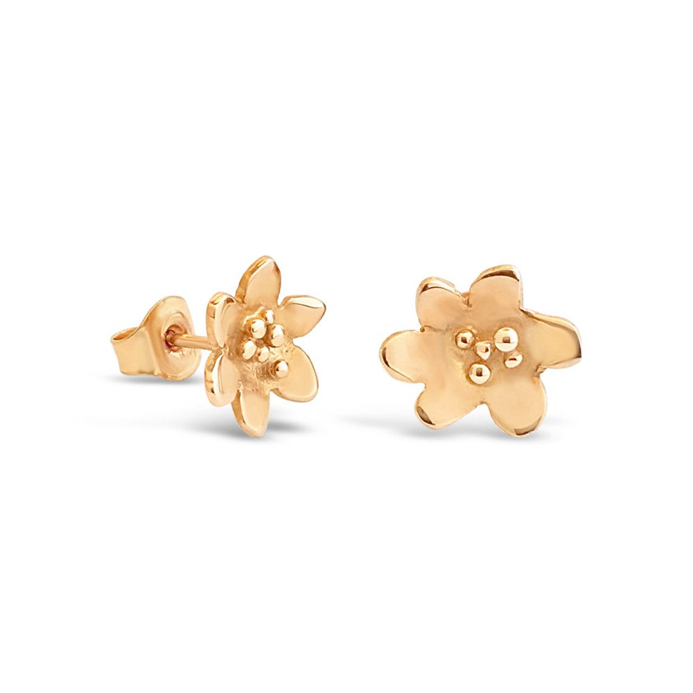 BLÅSIPPA (Hepatica) 18K earstuds - Guldviva Jewellery