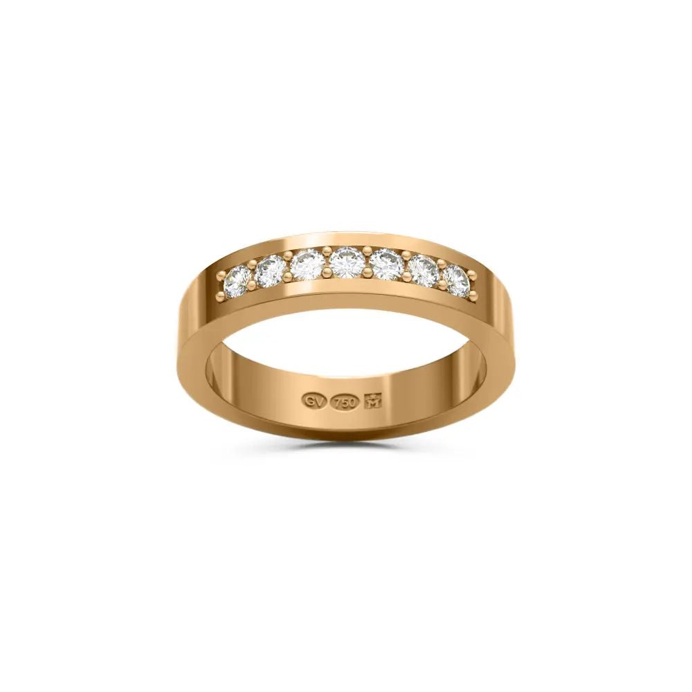 Sormus suorakulmainen 4 mm 18K kultaa 7 timantilla -. Guldviva Jewellery