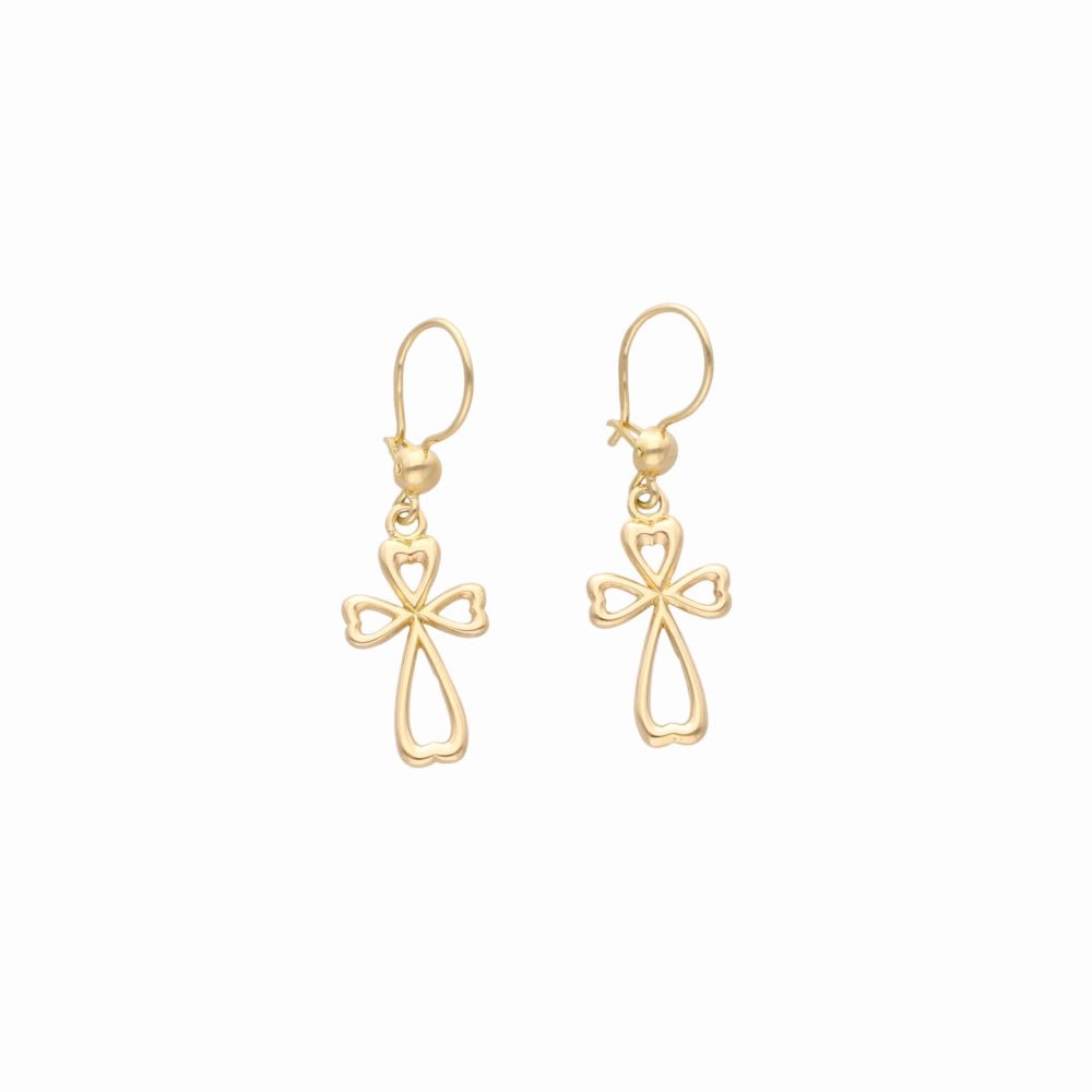 KORSHJERTE øredobber med krok Guldviva 18K - Smykker