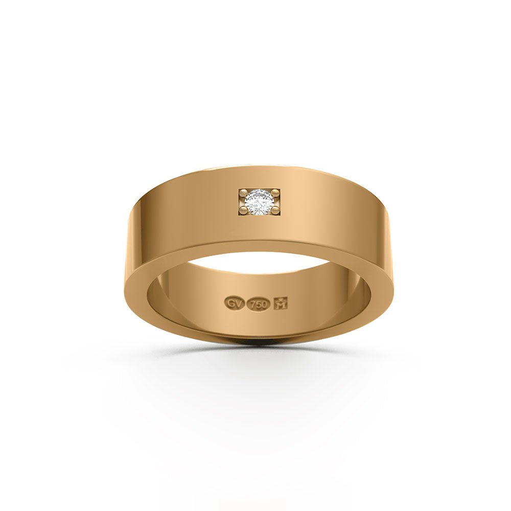 Guldviva RING Rektangulær 6 mm i 18k med 1 diamant - Smykker
