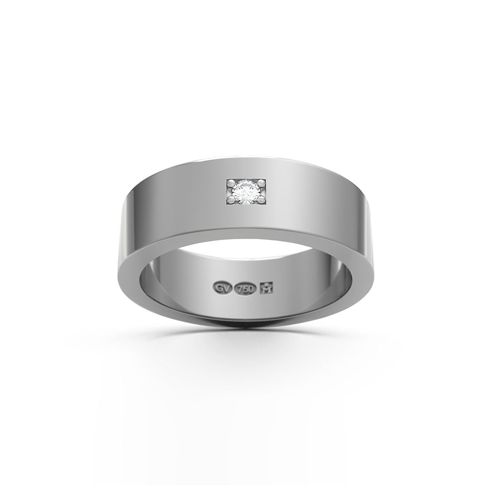 Guldviva RING Rektangulær 6 mm i 18k hvitt gull med 1 diamant - Smykker