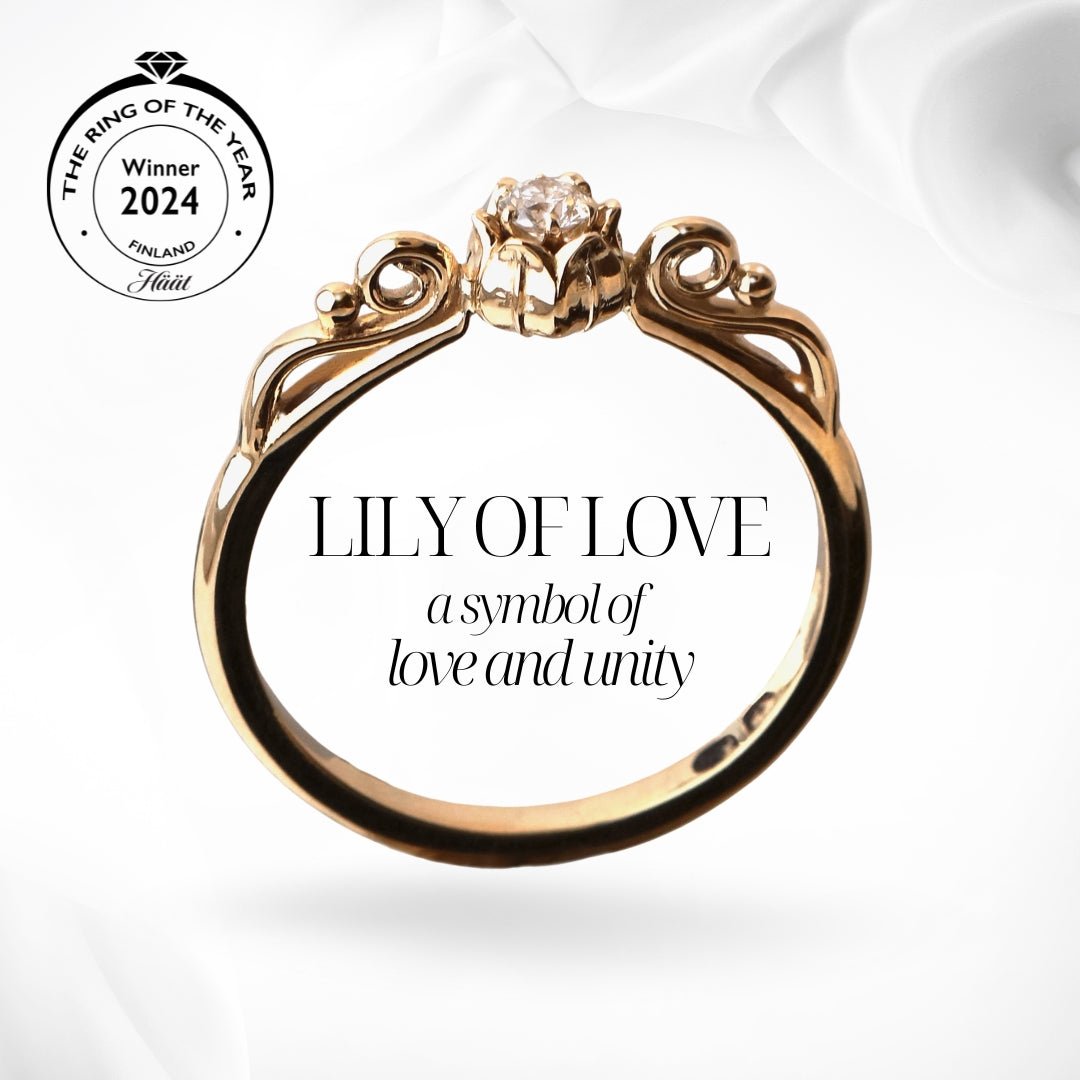 LILY OF LOVE ring i 18K guld med diamant – vinnare av Vuoden Kaunein Sormus 2024