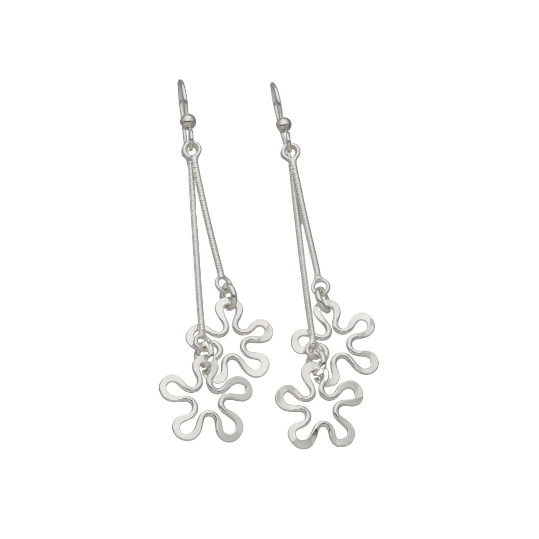 BLOMMAN™ Duo Fest örhängen med krok i nickelfritt 925 sterlingsilver med handgjorda blomformer.