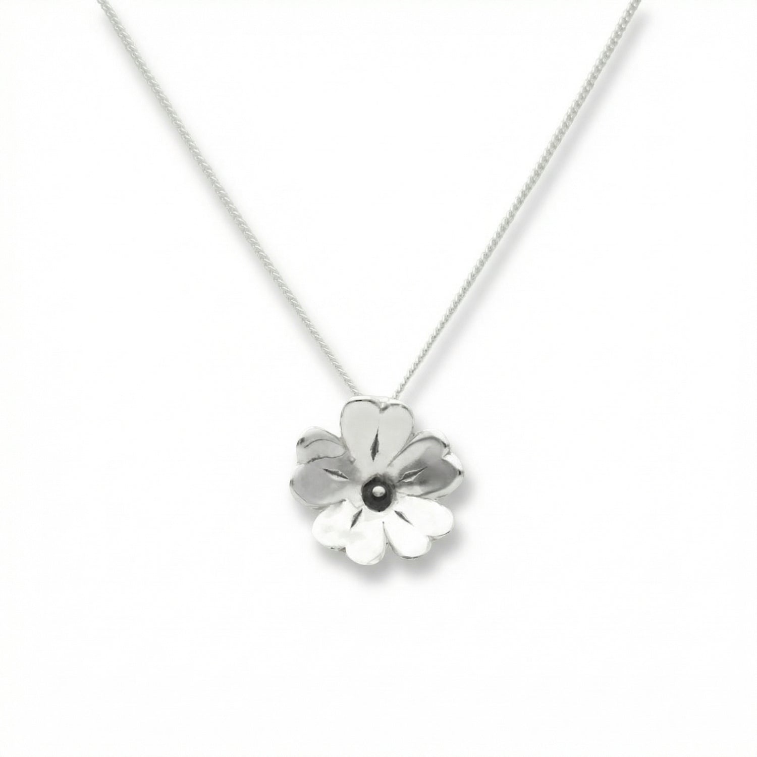 GULLVIVA S halsband i 925 sterlingsilver med blomformigt hänge på pansarkedja