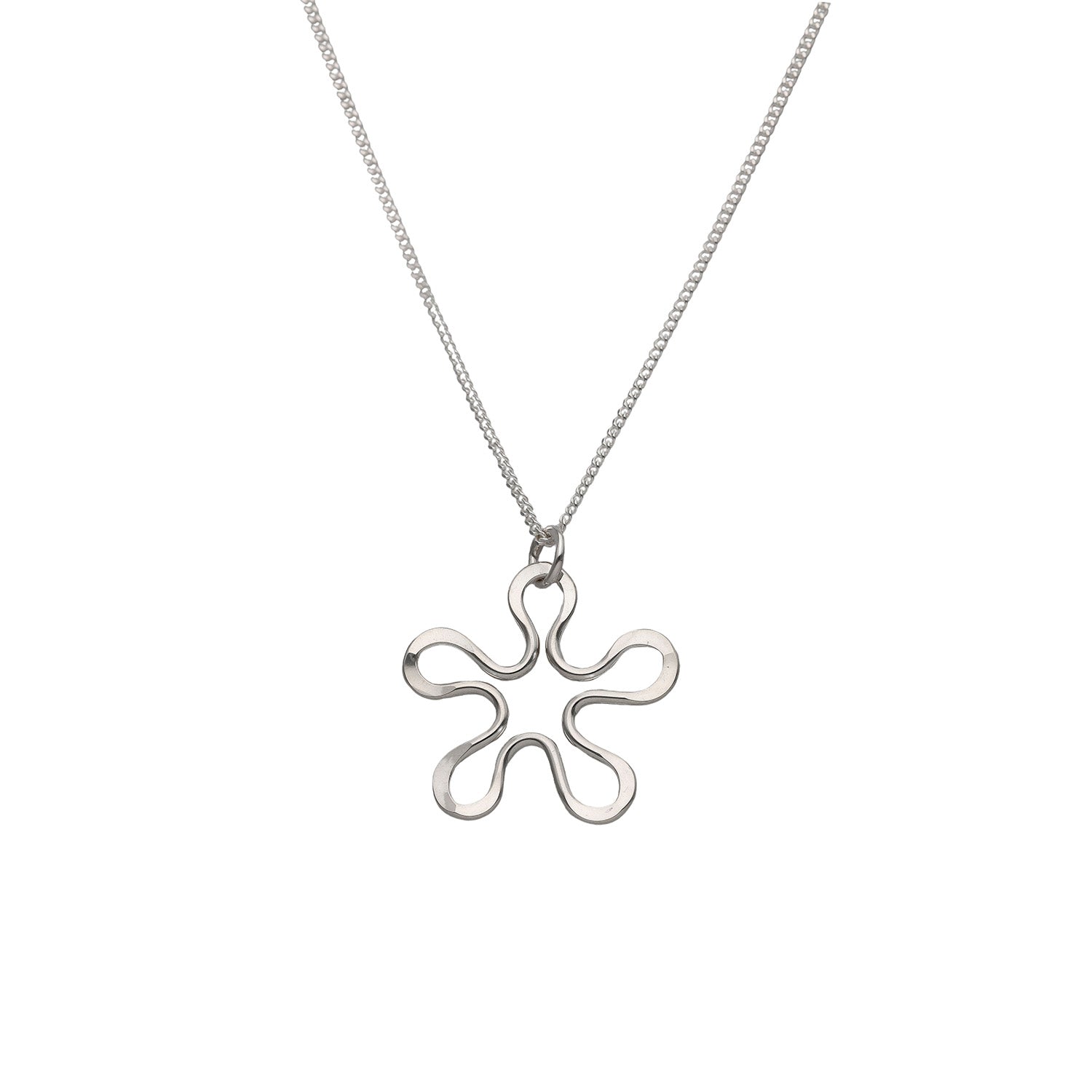 BLOMMAN™ halsband i 925 sterlingsilver med handgjord blomform och 42 cm pansarkedja.