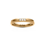 RING halvrund 3 mm i 18k med 3 diamanter - Guldviva Jewellery