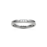 RING halvrund 3 mm i 18K vitguld med 3 diamanter - Guldviva Jewellery