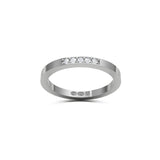 RING rektangulär 2 mm i 18K vitguld med 5 diamanter - Guldviva Jewellery