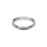 RING rektangulär 2 mm i 18K vitguld med 3 diamanter - Guldviva Jewellery