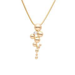 CELEBRATE 18K gold necklace with champagne bubble spheres and a diamond accent
