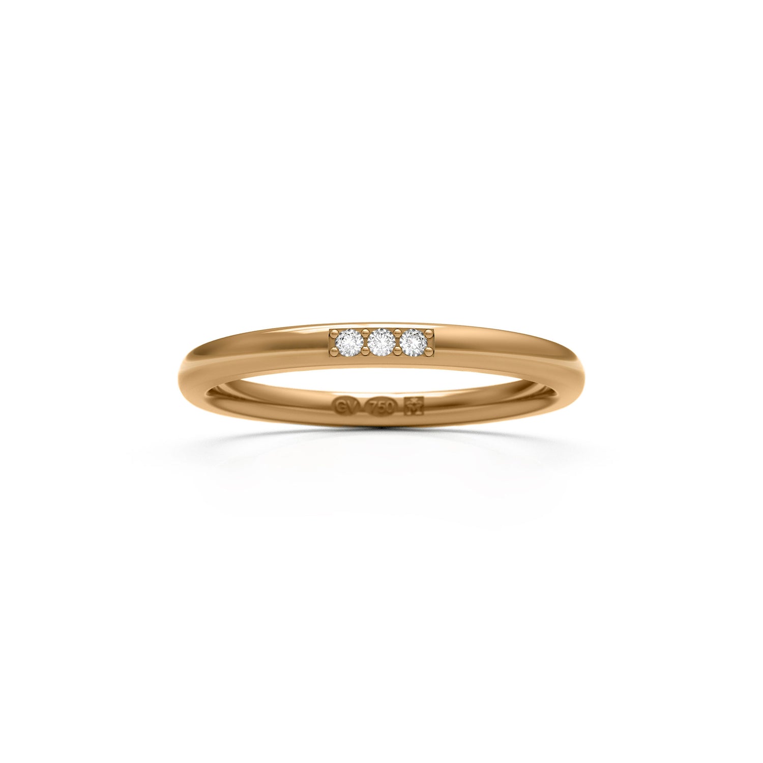 RING Halbrund 2 mm in 18k mit 3 Diamanten