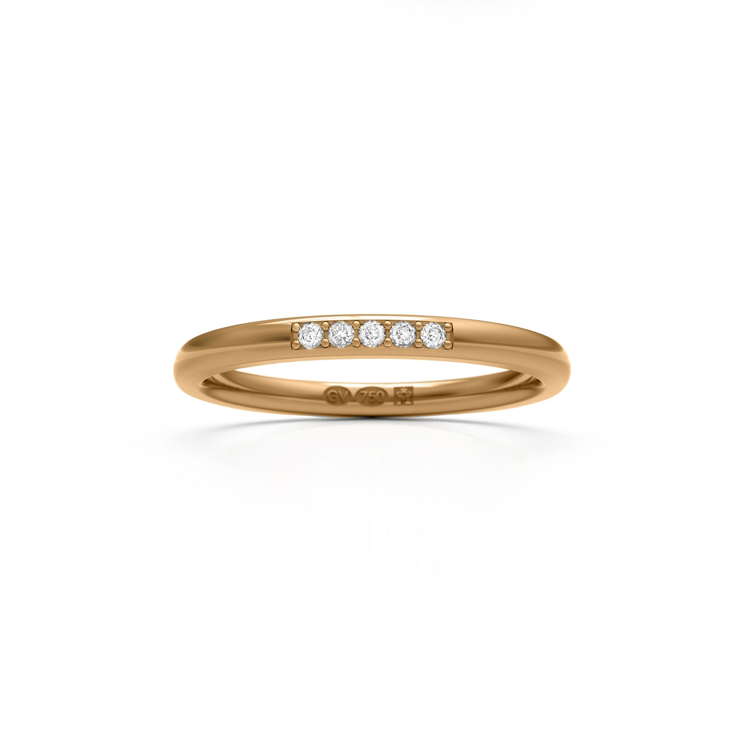 RING Halbrund 2 mm aus 18k mit 5 Diamanten