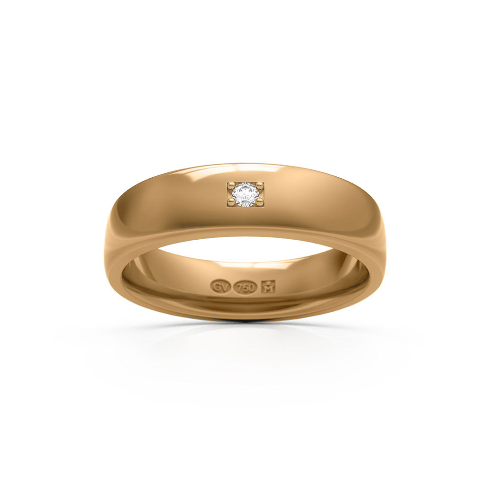 RING Halbrund 5 mm aus 18k Gold mit 1 Diamant