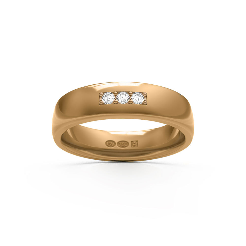 RING Halbrund 5 mm aus 18k mit 3 Diamanten