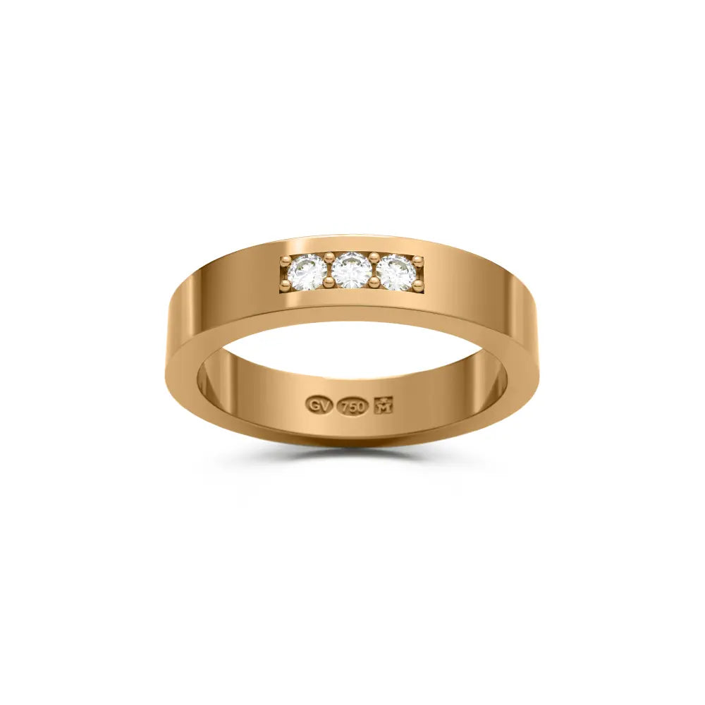 RING rechteckig 4 mm aus 18K Gold mit 3 Diamanten