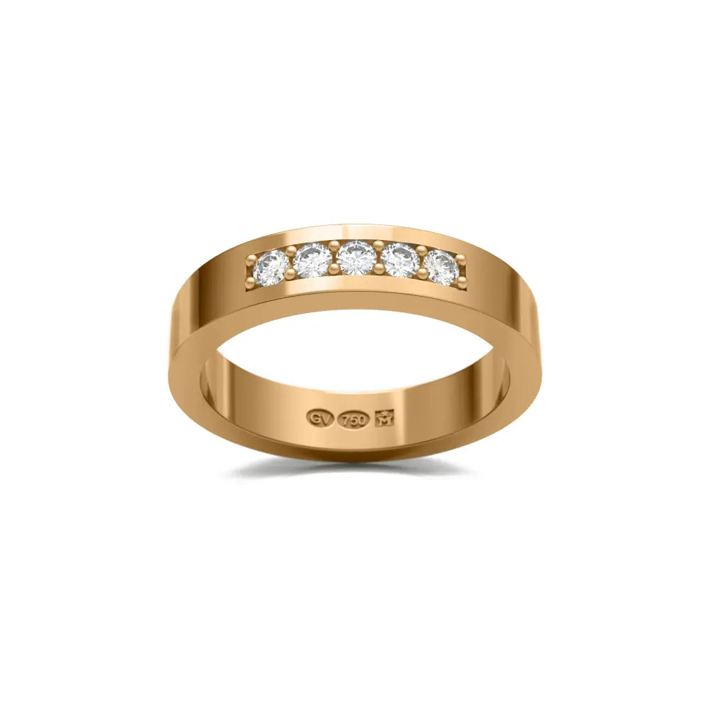 RING rechteckig 4 mm aus 18K Gold mit 5 Diamanten