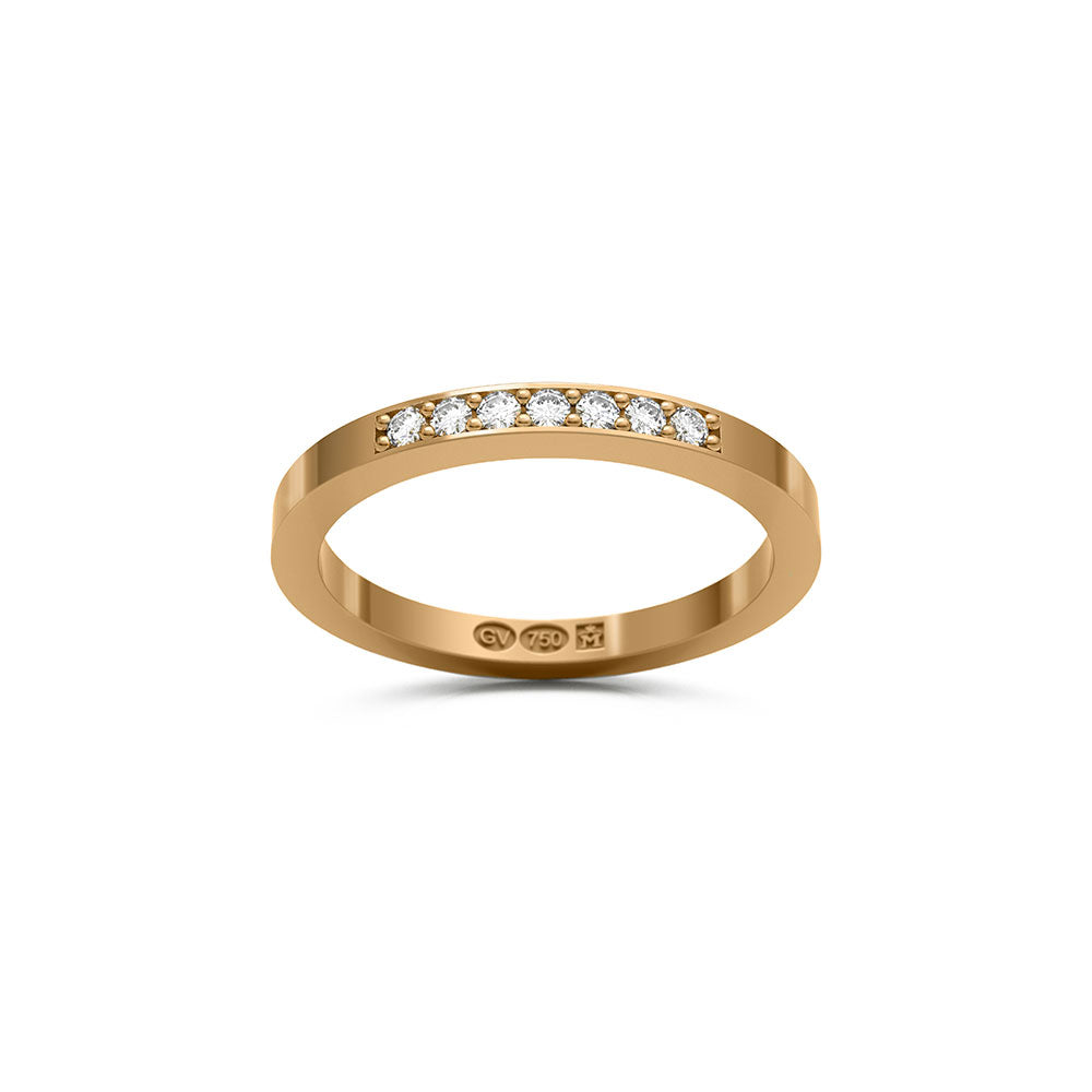 RING Rectangular 2 mm in 18k with 7 diamonds