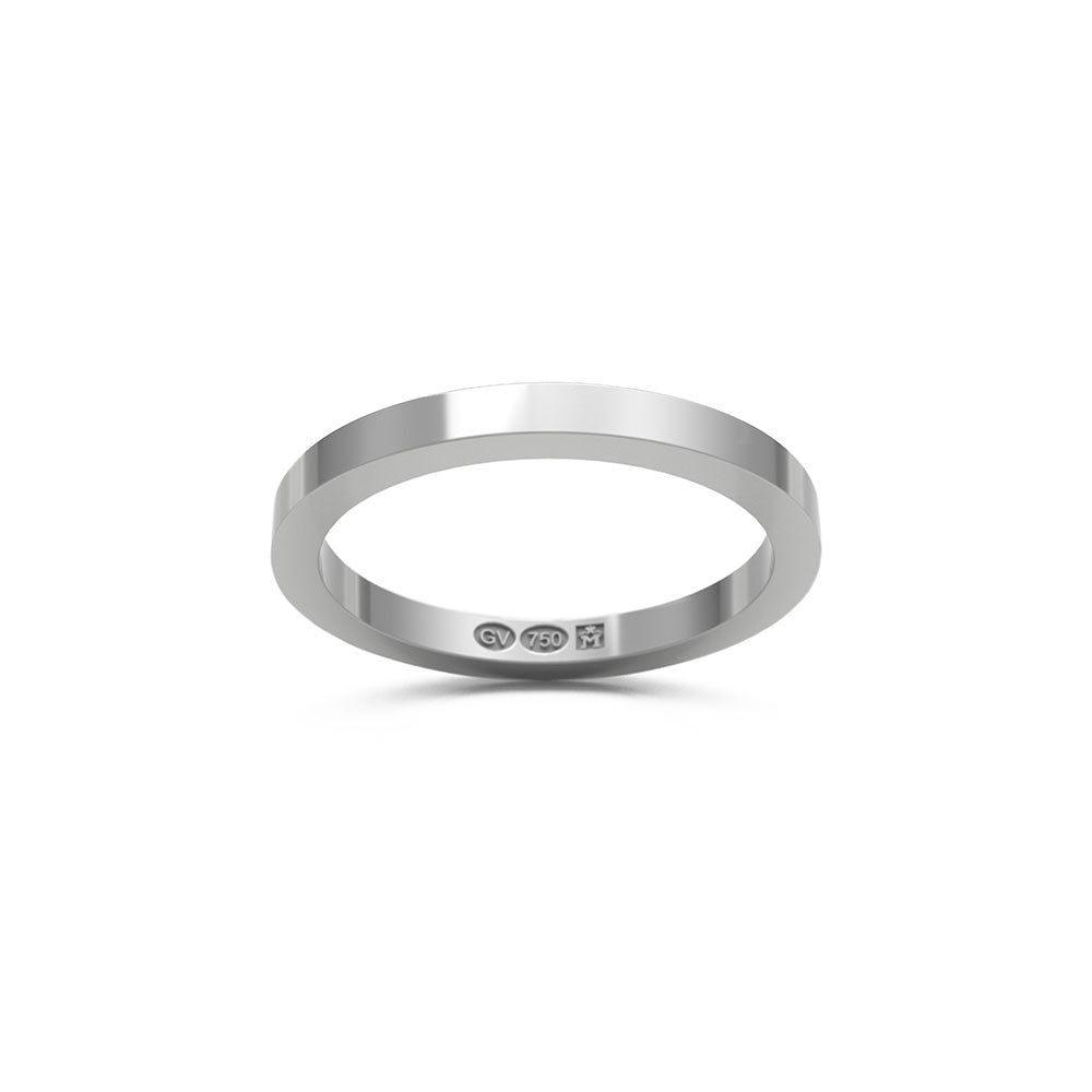 RECTANGULAR RING 18k white gold 2 mm