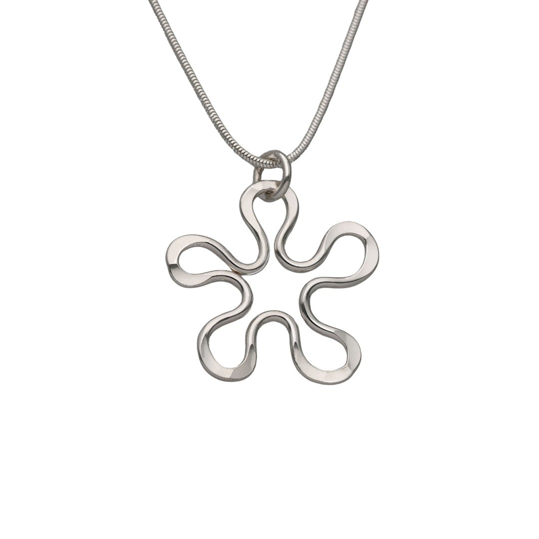 BLOMMAN™ Collier L en argent sterling 925 sans nickel avec forme de fleur fabriquée à la main et chaîne serpent.