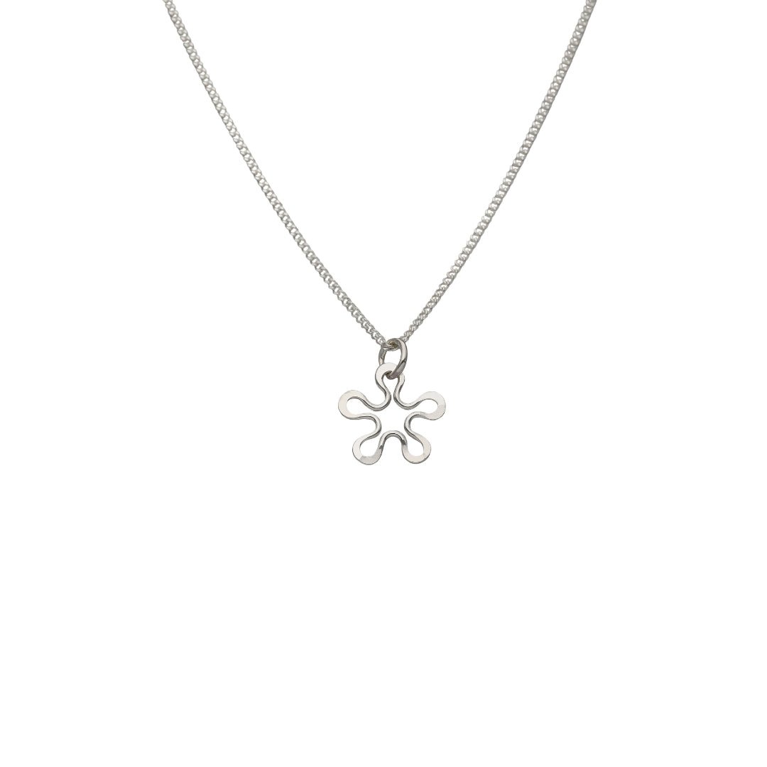BLOMMAN™ Collier XS en argent sterling 925 sans nickel avec motif floral fait main et chaîne armoriée.