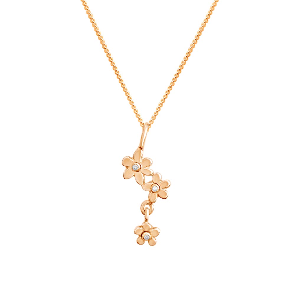 Pendentif Forget me not en or 18K avec diamants, fait à la main par GULDVIVA
