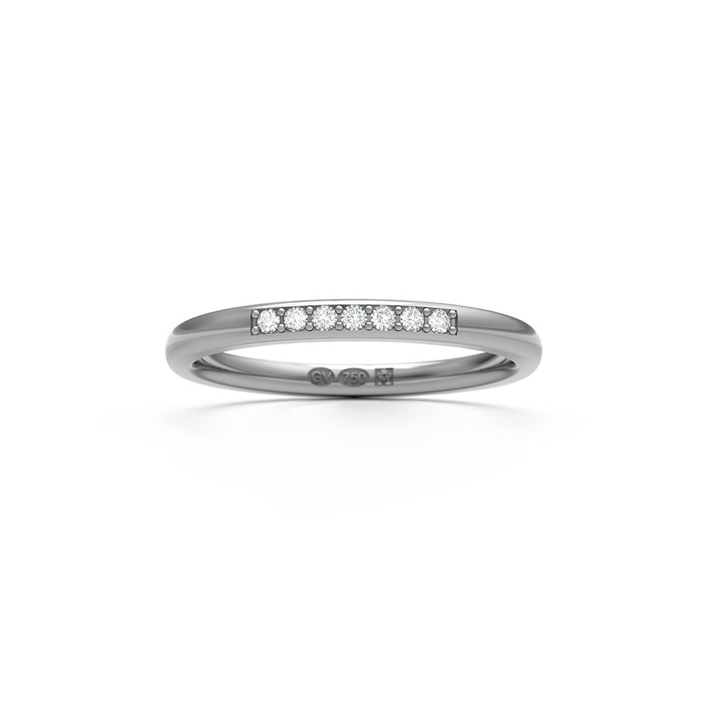 Bague semi-circulaire 2 mm en or blanc 18K avec 7 diamants