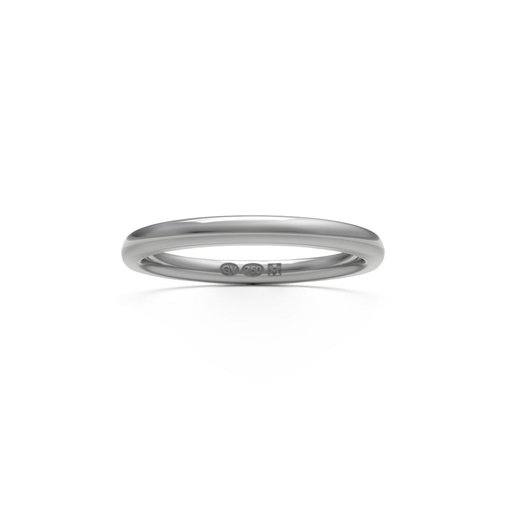 Bague demi-ronde 2 mm en or blanc 18K