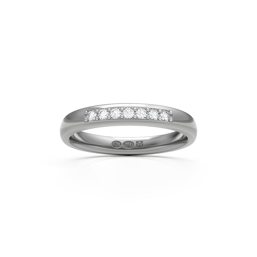 Bague semi-circulaire 3 mm en or blanc 18K avec 7 diamants