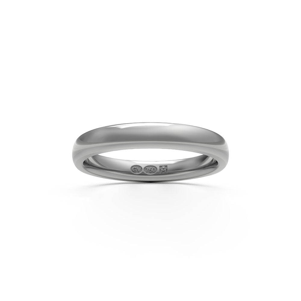 Bague demi-ronde 3 mm en or blanc 18K