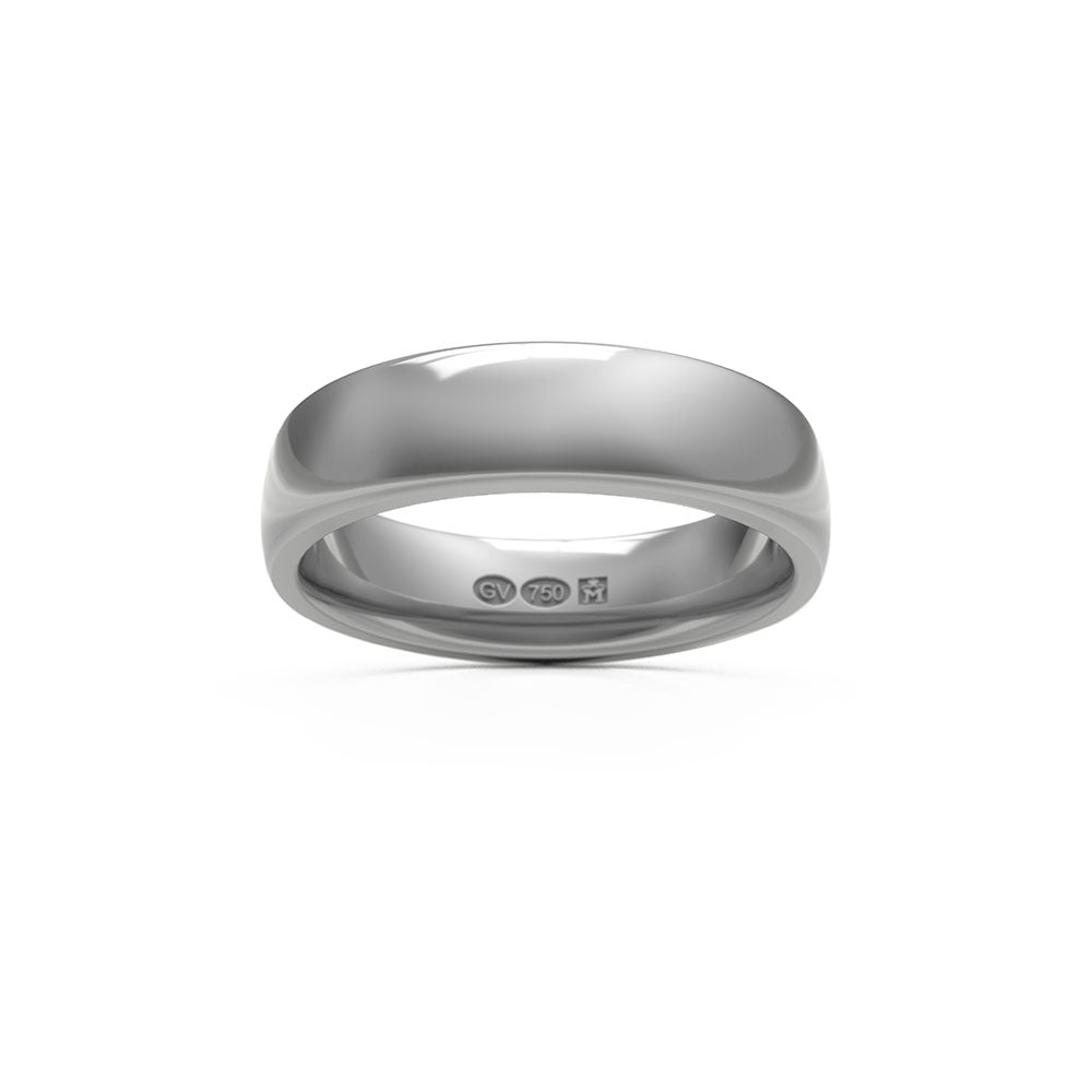 Bague demi-ronde 5 mm en or blanc 18K