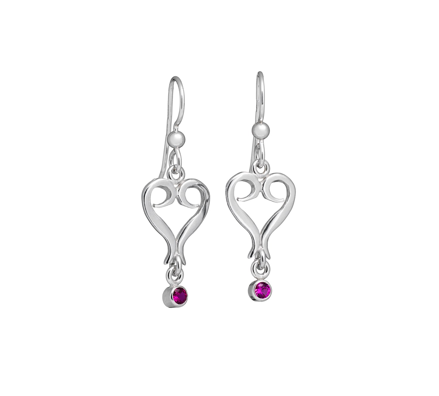 Boucles d'oreilles RUBY HEART sur crochet